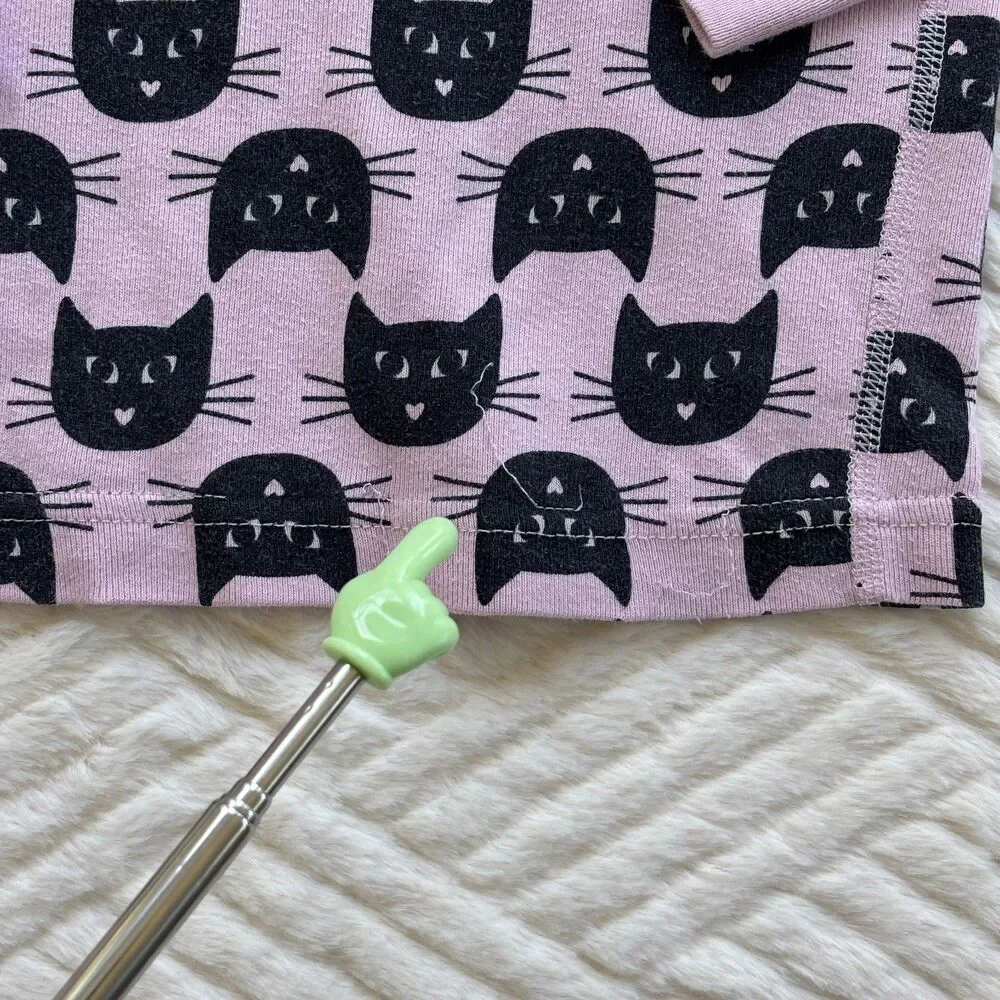 Hanna Andersson Girls Size 8 Black Cat Organic Cotton Pajama Set Pink Halloween